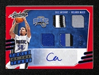 2020-21 Panini Absolute Cole Anthony Tools of the Trade Autographed Quad Patch Red #ed 4/10